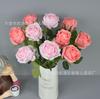 Rosa artificial borda queimada galho único borda cozida artesanato modelagem paisagem de jardim produção flor segurada pela noiva exibição armário de TV