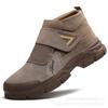 Zapatos de protección laboral estilo para hombre con puntera de acero anti-aplastamiento anti-perforación resistentes al desgaste de piel de vaca de caña alta anti-calor zapatos de trabajo para soldador sitio venta al por mayor