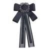 Corbata de Lazo con Decoración de Cinta Estilo Moda Coreana para Mujer, Negro Estilo Francés Diseño Inspirado en Chanel Broche de Lazo Accesorio, Geométrico