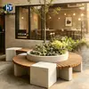 Banca redonda de árbol empalmado para tiendas, patios y jardines de casas de huéspedes, silla para plantar árboles de paisaje combinada de cemento GRC, hecha a medida