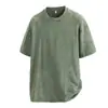 Mt-2533 Marca da Moda Retrô Desgastado Lavado Cor Lisa Manga Curta Camiseta para Homens e Mulheres Solta Tendência Versátil Meia Manga Tops