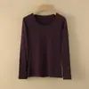 Ropa de algodón para mujer de otoño, suéter de algodón fino para usar como capa base, otoño e invierno, suéter de manga larga térmica, top térmico de cuello redondo