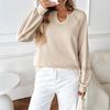 Sudadera de Manga Larga Suelta de Moda con Empalme de Encaje, Color Puro, Cuello Medio Abierto, para Amazon Transfronterizo Europeo y Americano 2025