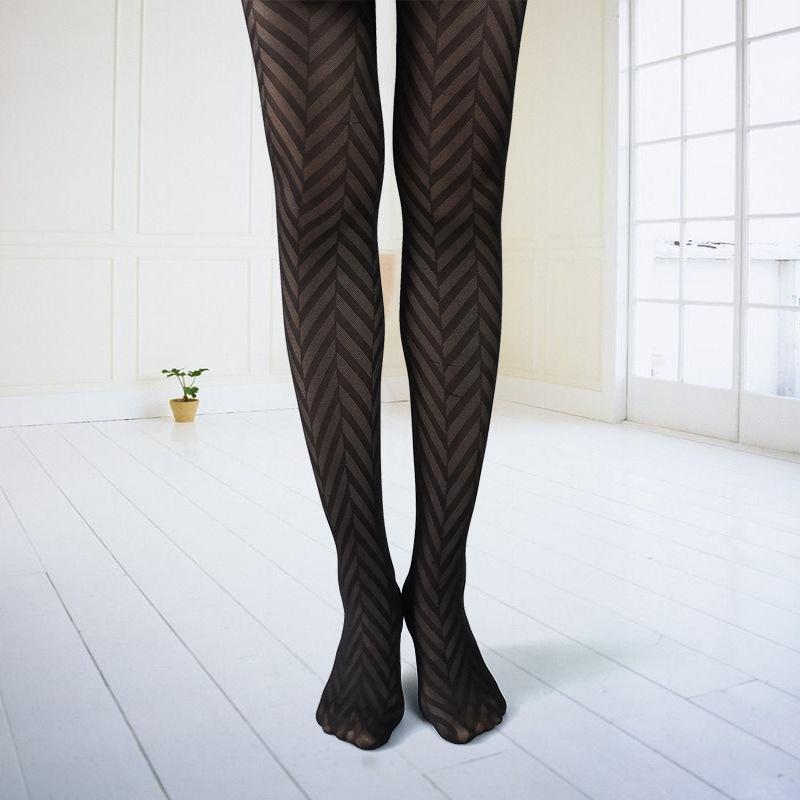 大箭头斜纹提花连裤袜-802