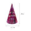 Adereço de cabeça de filme de alumínio transfronteiriço chapéu de aniversário cor sólida infantil adulto papel decorativo a laser brilhante chapéu de papel cor papel de rosto brilhante