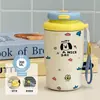 Nova caneca térmica e que mantém o frio, design de maçã arco-íris com ponto vermelho, um presente para meninas, portátil para uso ao ar livre, caneca de café estilosa para estudantes