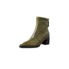 Base Silenciosa Elegante para o Trabalho Botas Chelsea de Couro Lavável Outono/Inverno 2026 Salto Médio Robusto Bico Quadrado Botas de Couro Genuíno para Mulheres