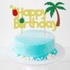 Verano Playa copa de vino piña cocotero tarjeta para insertar en pastel de feliz cumpleaños fiesta temática de Hawái decoración de pastel