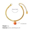 Moda Europea y Americana Colorido Colgante Redondo con 26 Letras Inglesas, Pulsera de Cadena Hueso de Serpiente Plana, Joyería de Nicho Chapada en Oro de 18 Quilates