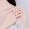 Anillo de Plata Esterlina 925 Simple Estilo Ins de una Sola Fila de Diamantes Medio Anillo para el Dedo Medio para Mujer Moda Europea y Americana Anillo de Cola con Micro Diamantes Más Pequeños Anillo para la Articulación
