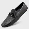 Mocasines de Cuero de Primera Capa, Zapatos de Cuero de Negocios con Patrón de Cocodrilo de Cuero Genuino, Zapatos de Cuero Transpirables de Suela Blanda para Conducir, Zapatos Casuales para Hombre