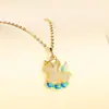 Collar de Caballo Volador Unicornio Chapado en Oro Real de 18K Cadena para Suéter de Personalidad Linda Dibujada Nicho Lujo Ligero Accesorio de Alta Gama