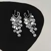 Pendientes de Aguja para Oreja con Lentejuelas, Flecos y Escamas de Pescado, Placa para Incienso de Mosquito, Pinza para Oreja, Pendientes de Moda con Estilo Avanzado de Metal Pesado
