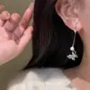"Obertura de Primavera" Aretes Largos con Borlas de Perlas de Imitación Mariposa Azul, Aretes de Moda Frescos y Refinados para Mujer