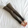 Calça Legging Cinza de Aeromoça de Tamanho Grande Transfronteiriça Outono e Inverno Feminina Falsa Translúcida com Forro de Lã Espessada Transparente Tudo-em-Um com Pernas Nuas