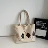 Lona Puntadas de Color Contrastante Gran Capacidad Retro 2025 Nueva Moda Simple Estilo Extranjero Bolso de Hombro Axila Tote