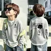 Camiseta de manga larga de punto gofre para niños, nuevo estilo primavera y otoño 2026, suéter para bebé, camiseta de dos en uno de moda para niños mayores