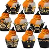 Halloween Hollow Preto Papel Cupcake Envolvente Teia de Aranha Castelo Abóbora Bruxa Fantasma Ponto Atacado