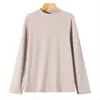 Camiseta térmica base para mujer para otoño e invierno, cálida de manga larga con cuello semi-alto de otoño, ropa de mujer, cuello semi-alto moderno