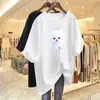 Camiseta de Manga Corta Estilo Nuevo Comercio Exterior 2026 para Mujer, Holgada Talla Grande, Adelgazante, Cubre Vientre, Top Estampado de Media Manga