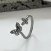 Anillo Abierto de Mariposa Dinámico de Gama Alta Versátil de Lujo de Nicho para Mujer, Anillo de Dedo Índice de Mariposa de Diseño de Moda Personalizado al por Mayor