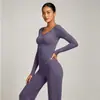 Roupa de Yoga para Primavera e Outono para Mulheres, Top Esportivo de Manga Longa com Decote V Justo ao Corpo, Camiseta com Ombro Normal, Fashionável com Sensação de Pele, Roupas de Treinamento Fitness de Secagem Rápida