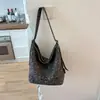 Bolso de axila casual de gran capacidad estilo coreano para mujer, nuevo bolso de lona con estampado de leopardo 2026, bolso tote cruzado casual