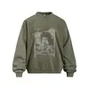 Sudadera con capucha Flor Frita Lavada para Hombre Estilo Retro Street Trend Estampado de Retrato Persona Sudadera con Cuello Redondo Desgastada Primavera y Otoño Holgada Casual