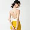 Top deportivo sin mangas para mujer con espalda cruzada hueca, con copas incorporadas, no necesita sujetador, absorbente de impactos, adecuado para Pilates y yoga