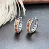 Pendientes de Tachuela de Moda Transfronterizos Europeos y Americanos con Circonita de Colores para Mujer Chapados en Cobre Oro de 18 Quilates Pendientes Versátiles de Moda Simples para el Día a Día