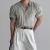 Camiseta de Manga Corta de Punto con Cuello Henry Ajustada para Hombre, Nuevo Estilo Verano 2025, Camiseta Versátil Madura para Negocios Casual