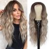 Peruca de onda longa peruca gradiente loiro platina mulheres cacheado médio cabelo sintético fábrica em estoque atacado