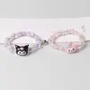 Pulseira Magnética de Casal com Contas de Cristal Doce Desenho Animado Cachorro Canela Kuromi Pulseira Magnética Presente para Melhor Amigo