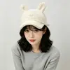 Gorro de Peluche con Orejas de Conejo y Pico de Pato para Mujer, Otoño Invierno, Dulce, Adelgazante, Cálido, Tejido, Gorra de Béisbol, Gorro Cálido Bordado