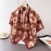 Cachecol grande de alta qualidade estilo Maillard imitação de seda lenço de seda estampado estampa de leopardo xale aquecedor de pescoço proteção solar lenço de cabeça lenço feminino