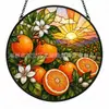 Vitral de frutas transfronteiriço apanhador de sol decoração pendente redonda para janela morango laranja cereja pingente de vidro decoração de casa