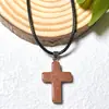 Pingente de Cruz de Cristal Natural Transfronteiriço Moda Europeia e Americana Comércio Exterior Acessórios para Joias DIY Cordão de Couro Personalizado Corrente para Clavícula