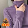 Camisa Base de Veludo Dupla Face com Gola Alta Feminina Outono e Inverno Nova Slim Fit Estilo Estrangeiro Interna Espessa Quente Manga Longa para Mulheres
