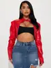 Item popular transfronteiriço europeu e americano: jaqueta curta de couro PU com gola alta e zíper, jaqueta cropped estilo motociclista de manga longa para garotas estilosas