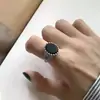 Anel de Prata Banhado Aberto Preto Antigo Distintivo Moda Tendência de Fábrica Versátil Estilo Coreano Coreia do Sul Anel