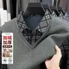 Camisa Polo de Dos Piezas Falsas con Forro Polar Invierno Solapa Manga Larga Cuello de Camisa con Forro Polar Capa Base Camiseta Casual de Negocios Hombre