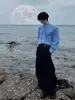 Camisa de Cor Sólida com Gola de Lapela, Botões Únicos, Corte Solto, Patchwork de Ruffles, Design de Nicho de Luxo Leve Estilo Coreano, Nova para Primavera e Outono