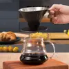 Taza de filtro de café v60 con mango en forma de S, de acero inoxidable, con doble filtro de pantalla, embudo de café de goteo para el hogar
