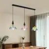 Lustre de restaurante em estilo vintage, cor nogueira, madeira maciça de alta qualidade, três cabeças de vidro, luminária de teto para balcão de bar retrô francesa com proteção para os olhos