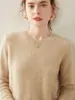Moda Otoño e Invierno Versátil Suéter de Cachemira para Mujer Cuello Redondo de Cachemira Suéter Grueso Holgado de Punto Cachemir Suéter Básico de Punto