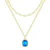 Collar Cuadrado de Circonita Europeo y Americano, Cadena de Clavícula Multicapa de Cobre, Accesorio Sencillo para el Día a Día para Mujeres 2025