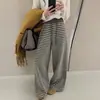 Pantalones de pierna ancha a rayas de color contrastante, sueltos y relajados, de cintura alta, adelgazantes, hasta el suelo, Primavera 2025