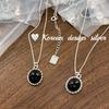 Corea del Sur Dongdaemun Puesto de Joyería de Celebridad de Internet Venta al por Mayor Plata de Ley S925 Collar Clavicular Ovalado de Ágata Negra