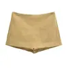 Saia sexy marrom de camurça estilo francês para mulheres, outono de 2026, cintura alta, modeladora, com fenda lateral, justa ao corpo, com shorts