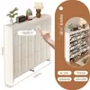 Zapatero estilo crema con puerta abatible para entrada de casa, mueble de recibidor integrado, ahorra espacio, ultradelgado, zapatero de múltiples niveles